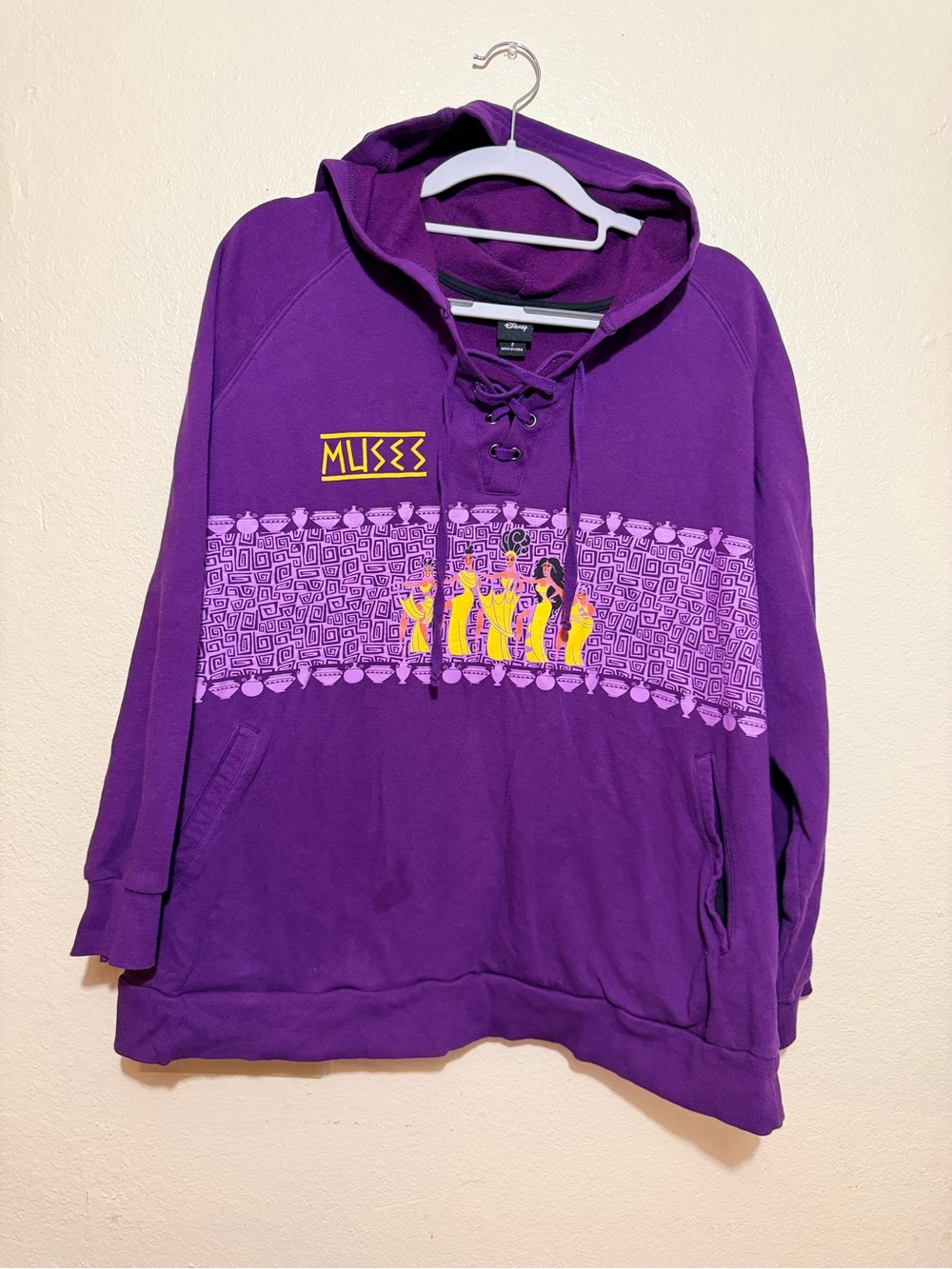 Disney Hercules Muse Purple Lace-Up Hoodie with Graphic Band Size 2XL